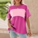 2026 European And American Women's Spring Summer New Pullover Round Neck Casual Striped Color-Block_ecoleips.com