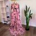 In Stock 2026 Cross-border European And American Women's Clothing: Bell-sleeve Mesh See-through Flocked Pleated Long_ecoleips.com