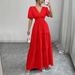 Women's Elegant Solid Color Short Sleeve High Waist Maxi Dress – Paneled Casual Summer Gown 2026_ecoleips.com