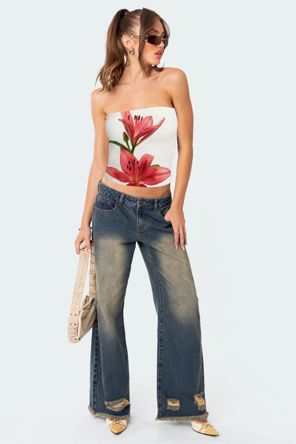 Women's Clothing new street fashion positioning printing sexy navel baring chest wrap _ecoleips.com