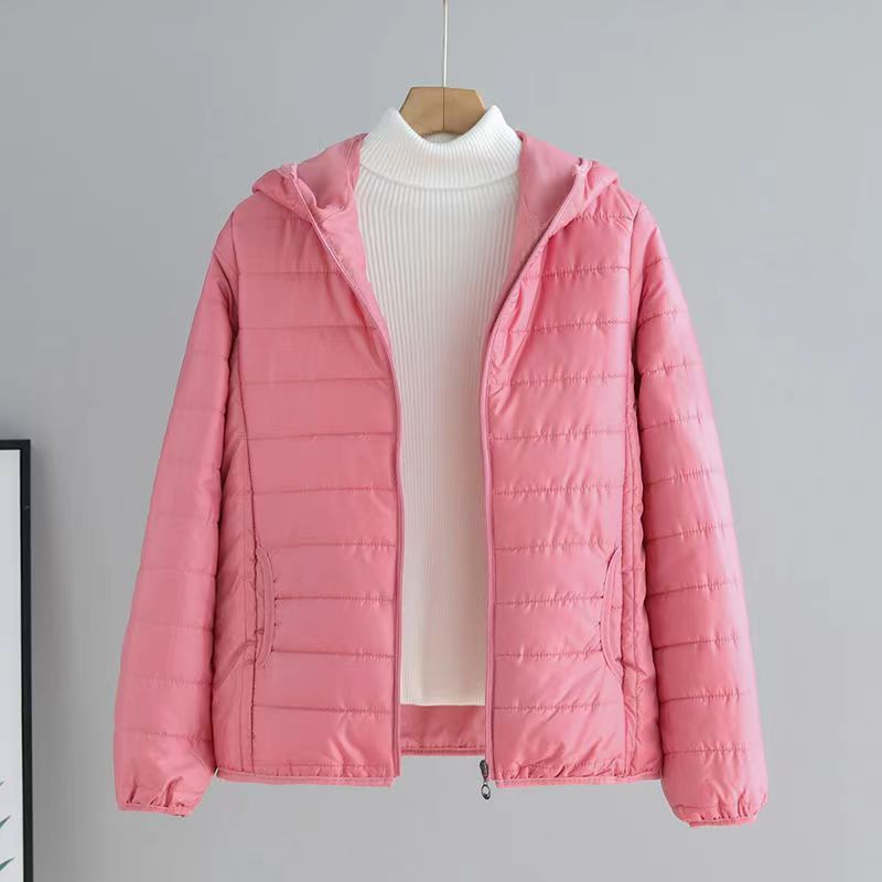 Women's Clothing Korean Style Short Puffer Jacket - Lightweight Slim-Fit Quilted Coat In 12 Colors_ecoleips.com