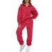 Women's Casual Sweatsuit Set – Solid Color Hoodie & Jogger Pants (15 Colors, S-Xxl) | Polyester Fleece Loungewear For Streetwear & Comfort_ecoleips.com