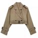 Women’s Casual Short Trench Coat – Slim Fit Long Sleeve Coat In Khaki/Black/Dark Brown (XS-L)_ecoleips.com