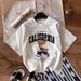 Women's Clothing Casual California College Style White Bear Print Round Neck Short Sleeve Fitted Women's T Shirt Suitable For Summer_ecoleips.com