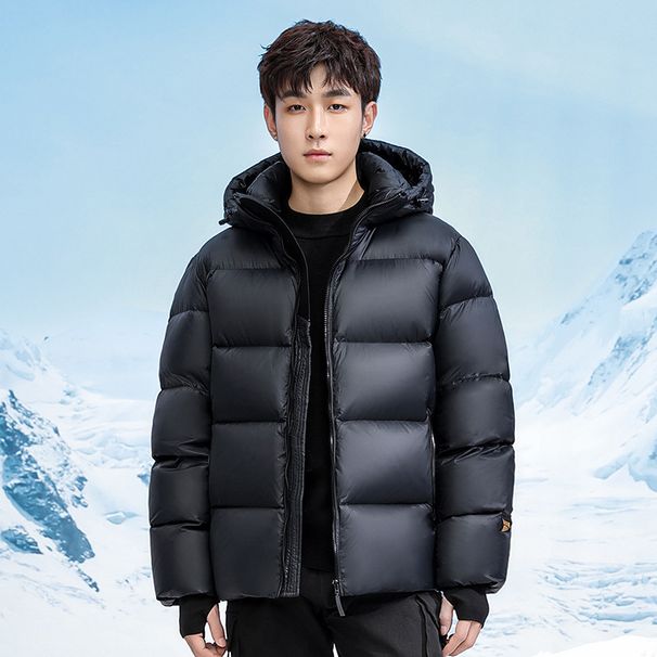 Black Gold Label Short Winter Coat for Women Glossy Thick Warm Outdoor Puffer Jacket Couple Style Warmth Guaranteed_ecoleips.com
