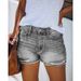 2025s 2025 Plus Color Summer Ripped Denim Shorts For Women With Fringes_ecoleips.com