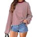 American Retro Striped Style Round Neck Long Sleeve T-shirt For Women, 2025 Early Autumn New Loose Casual Top_ecoleips.com