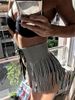 2025 Autumn Winter New Hot Sale Super Shiny Sexy Tassel Tie Midi Skirt LBZ1046_ecoleips.com
