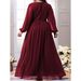 Women's Plus Size V Neck Long Sleeve Appliqué Elegant Evening Dress Prom Dress Party Dress Bridesmaid Dress_ecoleips.com