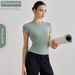 Women's Clothing Casual Sports Short Sleeved Waist Slim Breathable Yoga T Shirt Running Training Nude Fitness Tops For Women_ecoleips.com