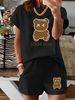 Women’s 2 Piece Outfit Set – Oversized Graphic T-Shirt And Biker Shorts Matching Set, Casual Summer Lounge Tracksuit For Daily Wear-307_ecoleips.com