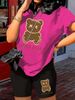 Summer Women's Casual And Fashionable Cartoon Bear Pattern Print Loose T-shirt+shorts Two-piece Sportswear Suitable For Daily Wear-94_ecoleips.com