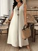 Plus Size Spring And Summer Elegant Casual Long Loose Sleeveless Dress_ecoleips.com