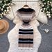 Women's Clothing Style Color Block Striped Knit Dress For Women Slim Fit Short Sleeve Elegant A-Line Skirt Summer Commuting Dress_ecoleips.com