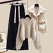 Women's Clothing Plus Size Autumn And Winter Suits Thickened Vest Versatile Knitted Sweater Wide Leg Pants Three Piece Suit_ecoleips.com