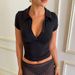 Summer Solid Color Collared T-Shirt Short Sleeve Patchwork Slim Fit Sporty Style Women's Top New Arrival 2026_ecoleips.com