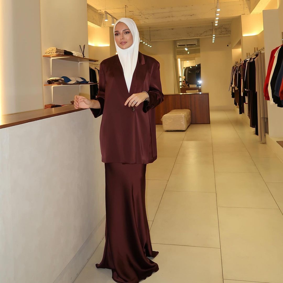 Suit Skirt Set Arab Dubai Muslim Satin Shirt Jacket 2025 Spring New_ecoleips.com