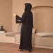 Verve Muslim Ethnic Embroidered Satin Long Sleeve Plus Size Loose Dress Robe_ecoleips.com