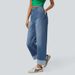 2025 Spring New European and American Cross border Fashion High waist Trousers Hem Straight Jeans Women's Casual Wide leg Pants_ecoleips.com