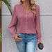 Women's Clothing Long Sleeved V Neck Lace Splicing Hollow Shirt_ecoleips.com