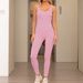 LazyZoom Seamless Ribbed One-Piece Cross Pants Fitness Yoga Beautiful Back Hip Lift_ecoleips.com