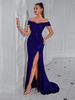 Women's Sequined One-Shoulder Party Dress - Elegant Evening Gown With High Slit (Toast Dress For Special Occasions)_ecoleips.com