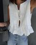 6 Colors Available In Stock European And American Cross-Border Hot-Selling Breathable Cotton Linen Pleated Sleeveless_ecoleips.com