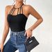 Voya Women's Fashion Street Style Hanging Neck T-shirt 2026 Spring/summer New Style Sexy Backless Slimming Short Top_ecoleips.com