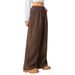 Voya Women's Clothing: American-style Dark Brown Loose Casual Pants, Spring/summer, Drapey, Elastic High-waisted Wide-leg Slimming Pants
_ecoleips.com