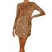 Women's Clothing Dress Southeast Asian Fashion Backless Sequin Temperament Long Sleeve Celebrity Party Dress (4 Colors)_ecoleips.com