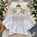 Women's Clothing Light Luxury Palace Style Shirt For Women Fashionable Heavy Nail Diamond Hollow Embroidery Lantern Sleeve Tops All Match Shirt_ecoleips.com
