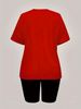 Summer Women's Casual And Fashionable Love Letter Print Loose T-shirt+shorts Two-piece Sportswear Suitable For Daily Wear-46_ecoleips.com