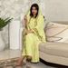 Pink Chiffon Muslim Set Spring/Summer Fashion Conservative Long Robe With Round Neck Headscarf For Women Ages 18-45_ecoleips.com