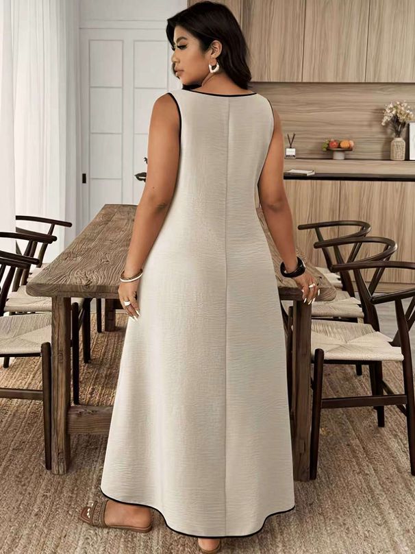Plus Size Spring And Summer Elegant Casual Long Loose Sleeveless Dress_ecoleips.com