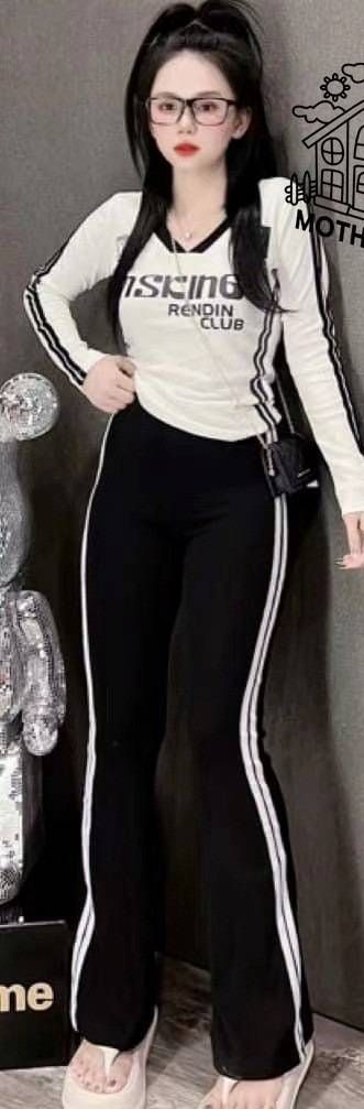 Women's Slim Fit Two Piece Set With Wide Leg Pants Casual Sports Style Long Sleeve Top Autumn Fashion Polyester Faux Leather_ecoleips.com