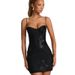 Elegant Floral Embroidered Strapless Dress For Banquets & Special Occasions - Red & Black Options Available (Sizes S-Xl)_ecoleips.com