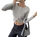 Cross-border European And American Y2K Style Button-up Long-sleeve T-shirt, Knitted Women's Clothing, 2025 Autumn/winter_ecoleips.com