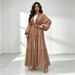 New Modest Abaya Muslim Women Fashion Elegant Net Color Beaded Muslim Chiffon Cardigan Robe_ecoleips.com