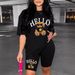 Women's Clothing T Shirt Suit Casual Bear Letter Short Sleeve Letter Printing Sets_ecoleips.com