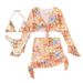 Women's Clothing Printed Trendy Beach Skirt Bikini Four Piece Swimsuit_ecoleips.com