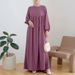 Women's Clothing Muslim Women's New Solid Color Robe Loose Dress Fashion Casual Lantern Sleeve Long Skirt_ecoleips.com