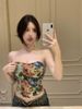 Tmall Douyin High-Quality Floral Print Tube Summer Backless Oil Painting Vintage Slim-Fit Short Top For Outerwear_ecoleips.com
