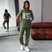New Casual European And American Style Suit Women's Fashion Printed Short-sleeved T-shirt Sports Lace-up Pants 2-piece Set_ecoleips.com
