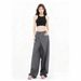 Women's Slimming Straight Leg Casual Trousers Irregular Patchwork Black Suit Pants American Style Design Summer Polyamide_ecoleips.com