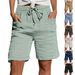 Summer High-Waisted Women's Shorts with Pockets Double Layer Pleated Cotton Drawstring 5-Point European American Style_ecoleips.com
