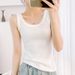 White Ribbed Camisole Women, Pure Cotton Fashionable Knitted Base Shirt, Anti-Exposure For Spring And Summer_ecoleips.com