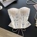 Women's Clothing Strapless Vest Pure Desire Heavy Embroidery Mesh Slim Fit Short Top Lace Up Fishbone For Autumn_ecoleips.com