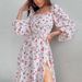 Women's Streetwear Dress With Slit, Medium-Length Sleeves, And Long Sleeves_ecoleips.com