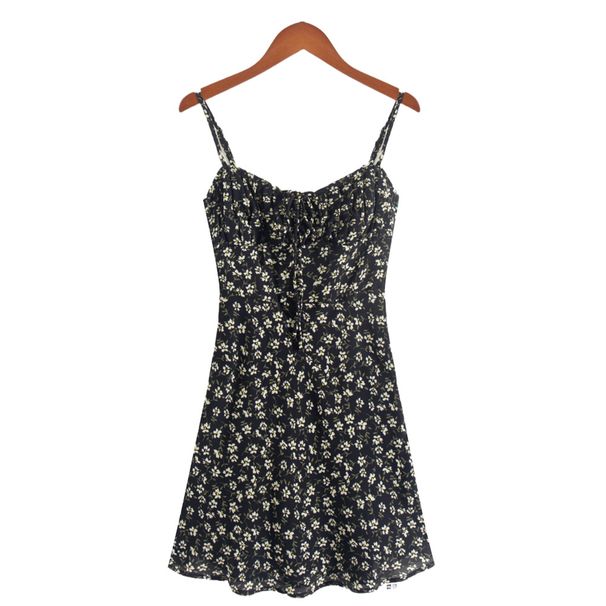 YPFF Trendy Women's Clothing European And American Style French Retro Girl's Chic Floral Print Casual Strap Short Dress_ecoleips.com