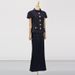 Fashion Casual For Women 2025 Summer New Elegant Round Neck Metal Buckle Patchwork Design Long Skirt Suit_ecoleips.com